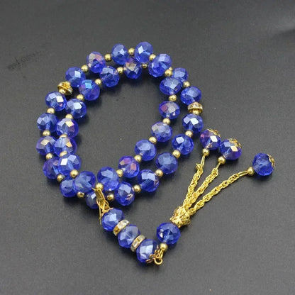 33-Bead Turkish Glass Tasbih with Tassel – Muslim Prayer Beads Bracelet