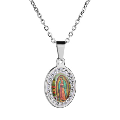 Collier Vierge Marie en Acier Inoxydable – Pendentif Religieux Doré ou Argenté