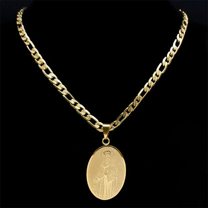 Halskette Jungfrau Maria aus vergoldetem Edelstahl – Unisex-Katholikschmuck