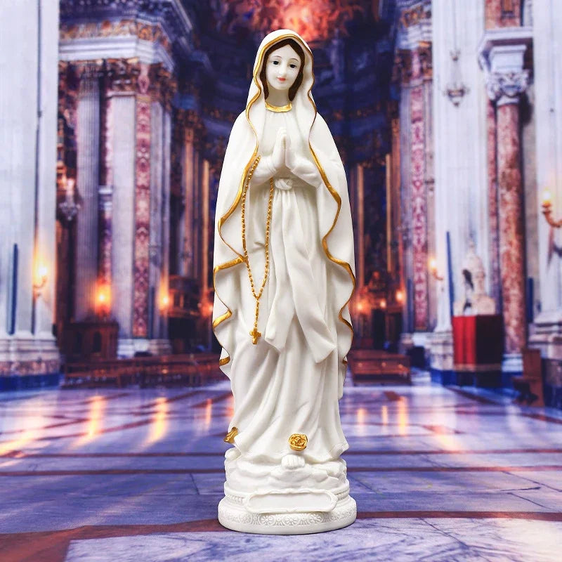 Statue religieuse Notre-Dame de Lourdes – figurine décorative en résine