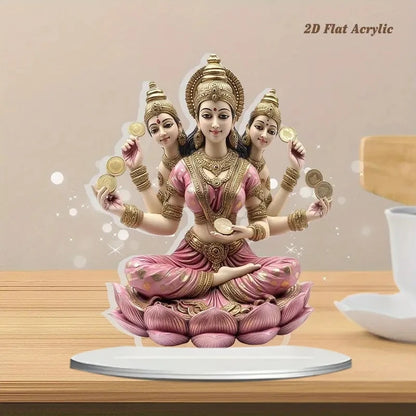 Décoration Lakshmi sur socle – Ornement spirituel hindou en acrylique