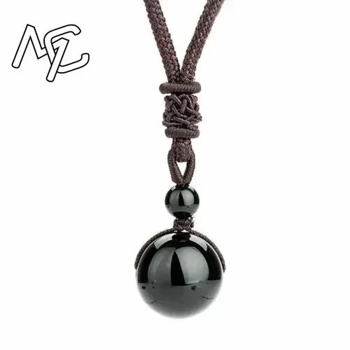 Pendentif Collier 14 mm en Pierre Naturelle Obsidienne Œil de Tigre – Amulette Porte-Bonheur Sculptée