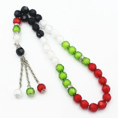 33-Bead Turkish Glass Tasbih with Tassel – Muslim Prayer Beads Bracelet