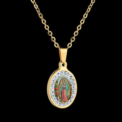 Collier Vierge Marie en Acier Inoxydable – Pendentif Religieux Doré ou Argenté