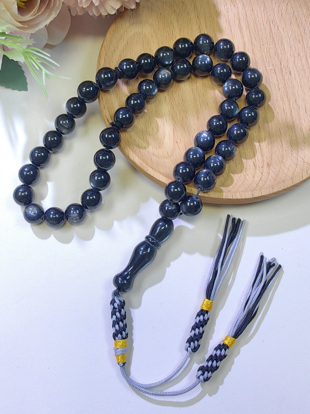 Tasbih Musulman 45 Perles en Résine 10 mm – Noir ou Blanc