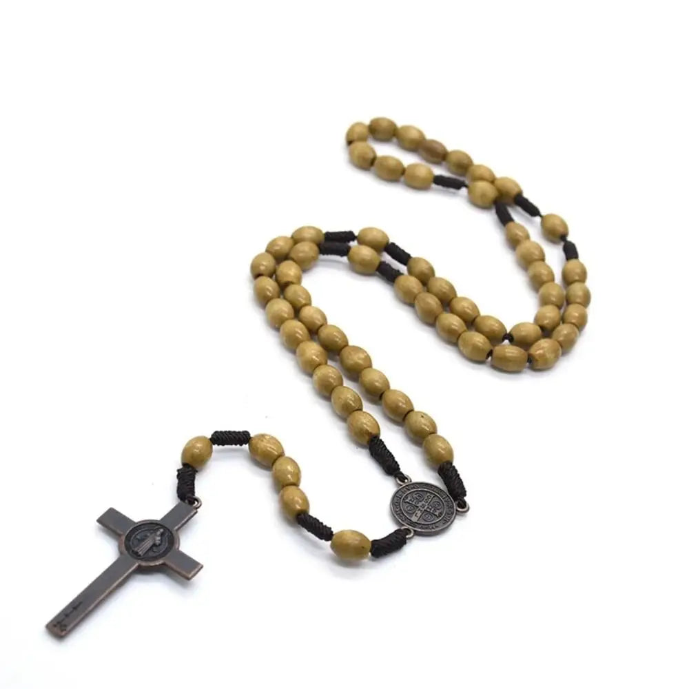 Religious wooden hanging ornament with crucifix – spiritual decoration