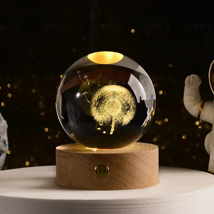 Boule de Cristal 3D Gravée Laser 6 cm – Planètes, Galaxie & Univers – Décoration & Cadeau
