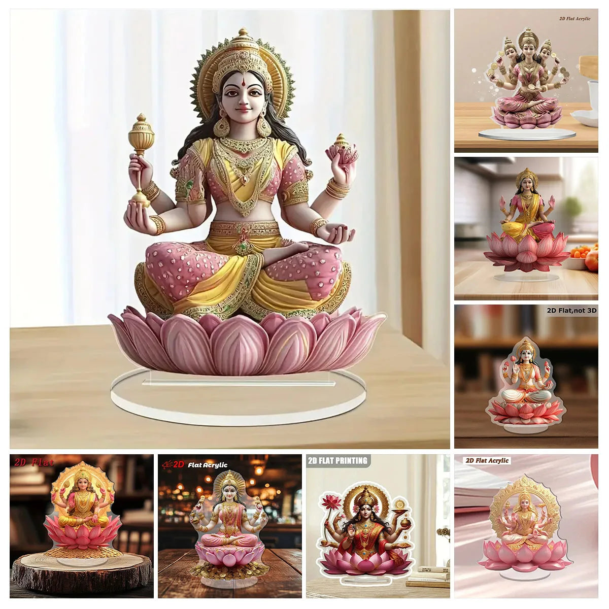 Décoration Lakshmi sur socle – Ornement spirituel hindou en acrylique