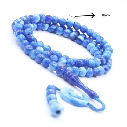 Tasbih Musulman 99 Perles 8mm – Chapelet Islamique Lune & Étoile avec Pompon | Cadeau Ramadan & Aïd
