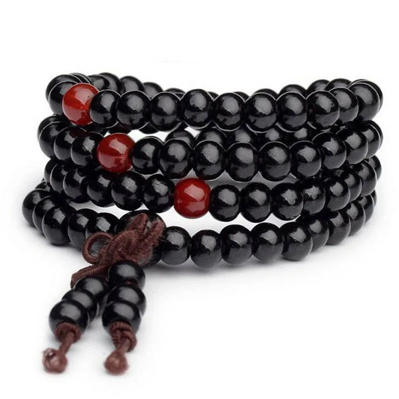 Bracelet santal naturel 108 perles – méditation et prière bouddhiste