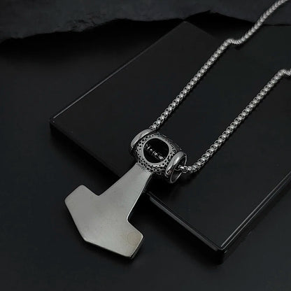 Thorhammer Mjölnir Halskette aus 316L Edelstahl – Runen