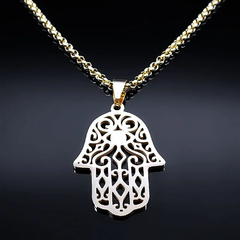 Collar mano de Fatma en acero inoxidable – colgante islámico unisex