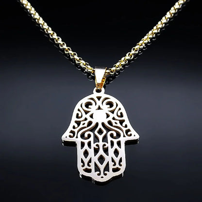 Collar mano de Fatma en acero inoxidable – colgante islámico unisex