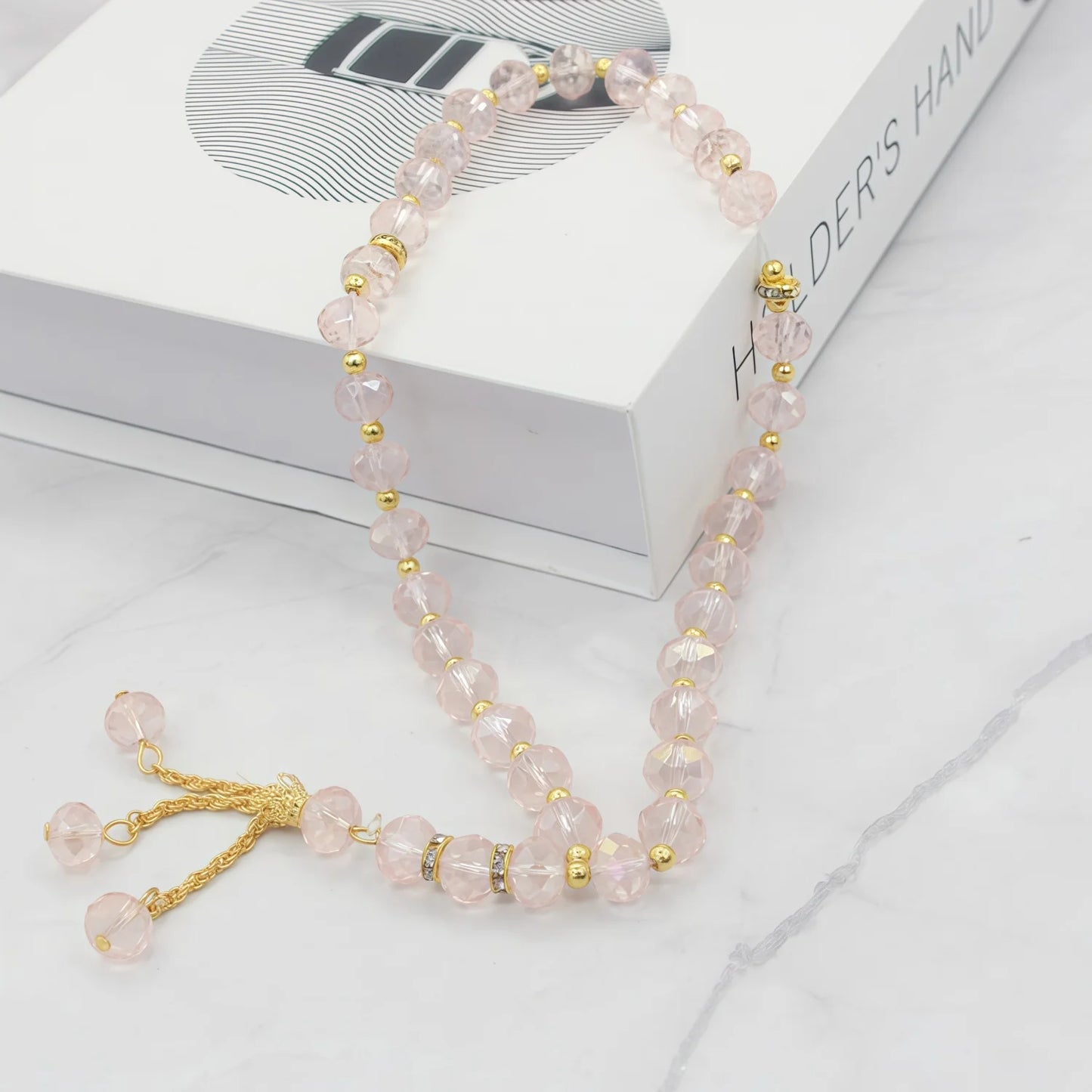 Tasbih Musulman 33 Perles Cristal – Chapelet de Prière Islamique Élégant