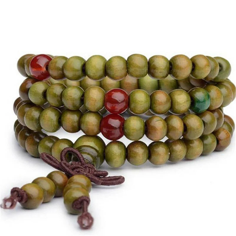 Bracelet santal naturel 108 perles – méditation et prière bouddhiste