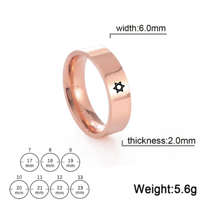 Bague étoile de David à six branches en acier inoxydable – bijou religieux unisexe