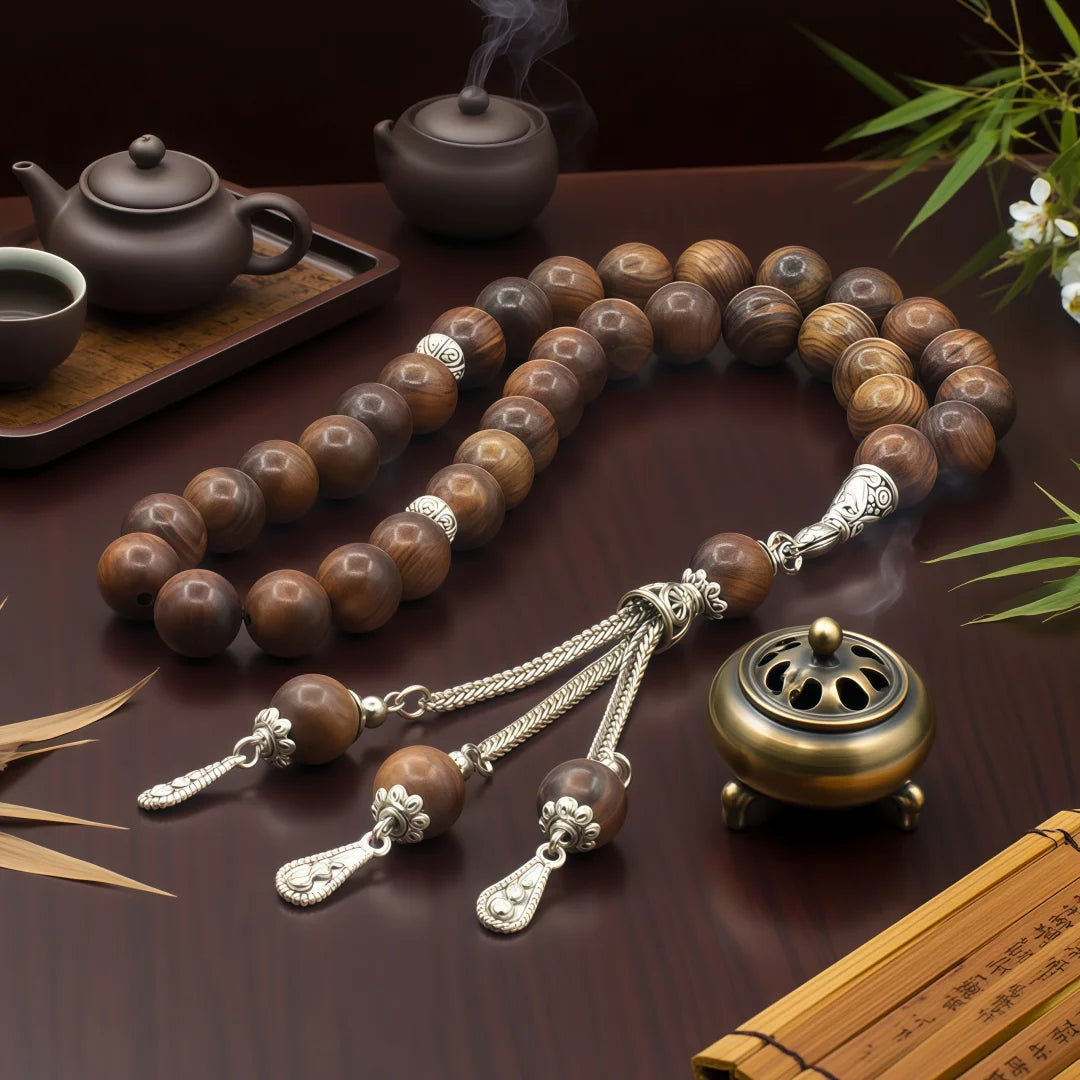 Tasbih musulman 33 perles en bois de rose 10 mm – chapelet islamique pour prière et dhikr