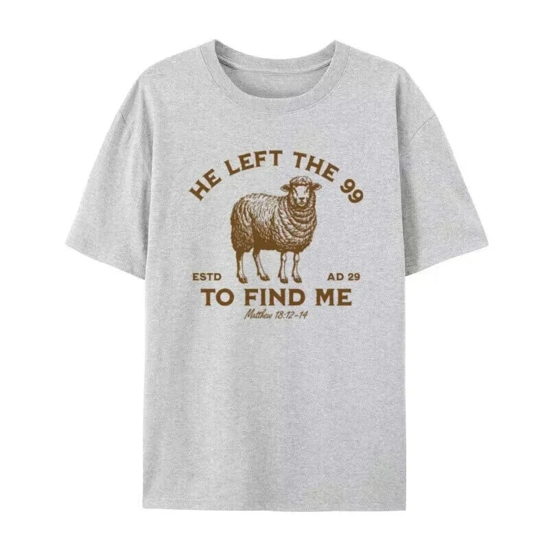 T-shirt chrétien vintage femme “Il a laissé les 99” – verset biblique inspirant