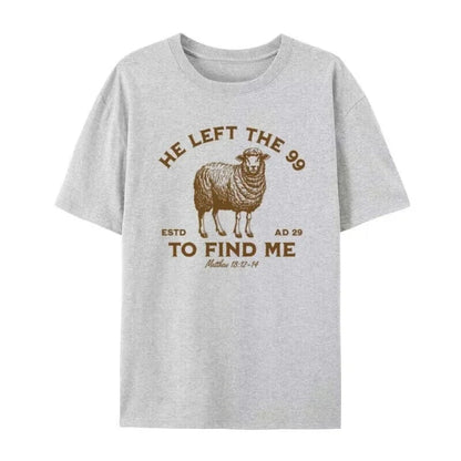 T-shirt chrétien vintage femme “Il a laissé les 99” – verset biblique inspirant