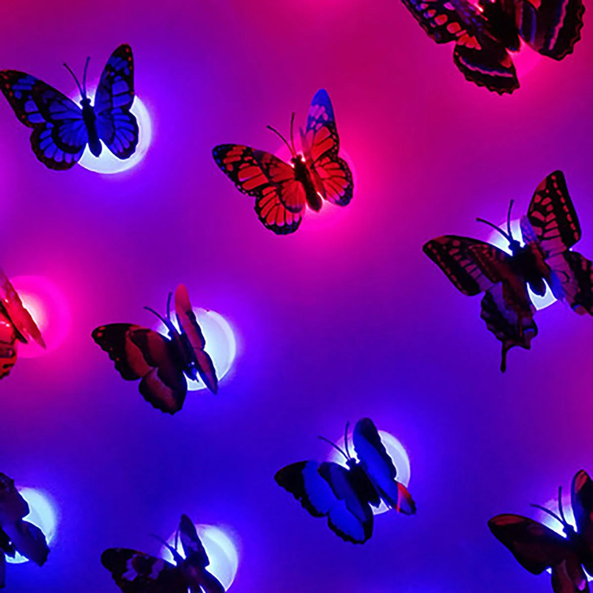 Papillons 3D Lumineux 🦋 – Décoration Murale LED pour Maison, Jardin & Fêtes (10 ou 20 pièces)