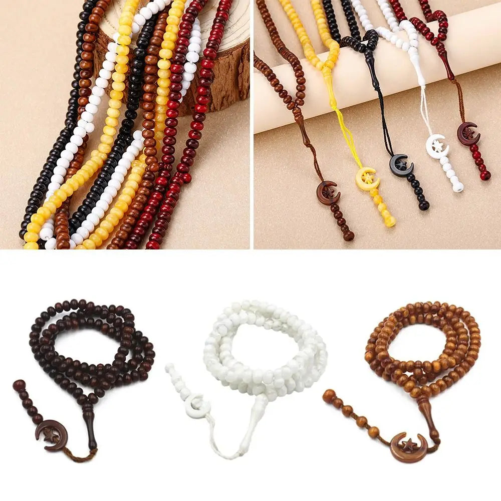 Chapelet musulman Ramadan 99 perles avec lune et étoile – tasbih islamique pour prière et dhikr