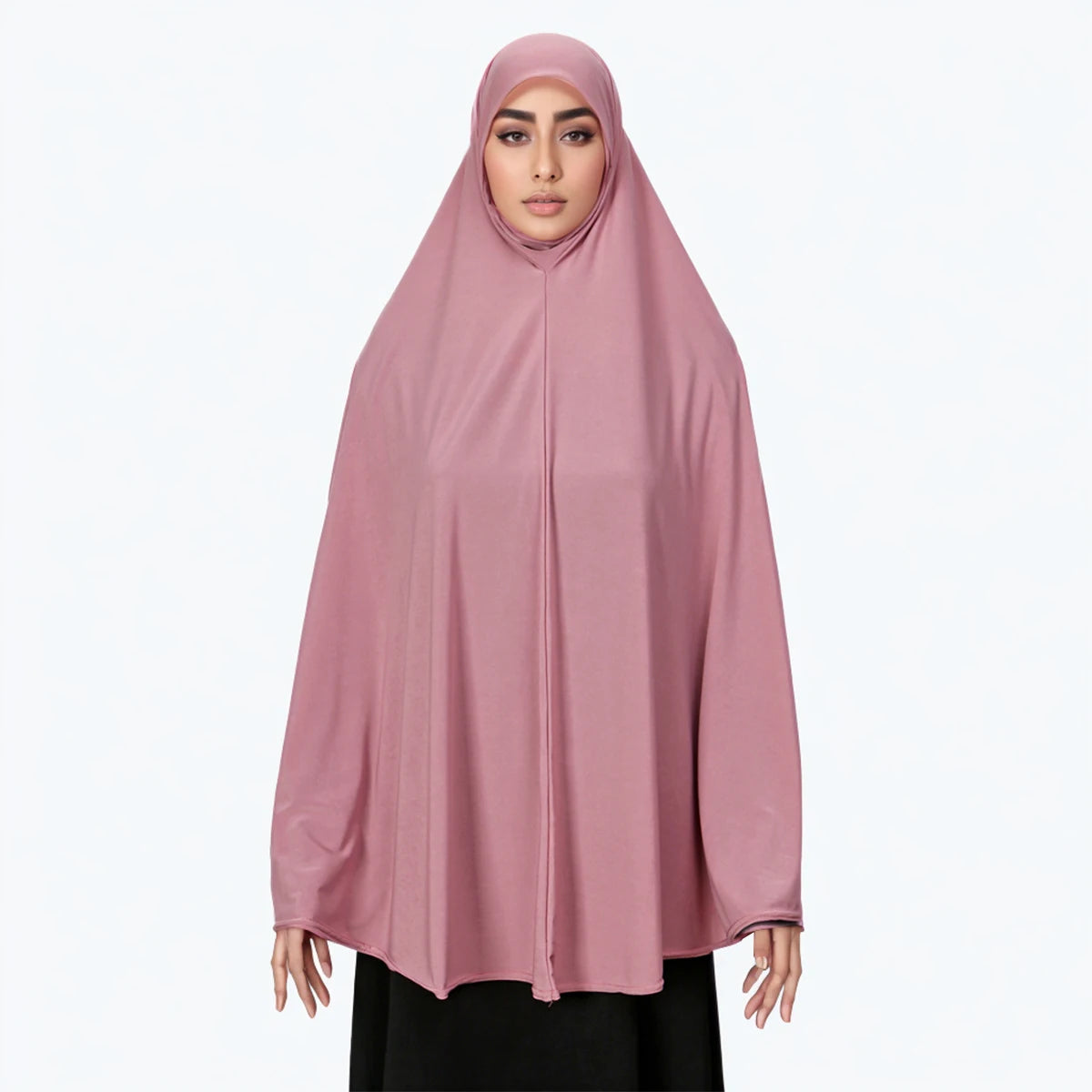 Abaya de prière musulmane pour femme avec hijab long couvrant – Coton doux, couleur unie, spécial Ramadan