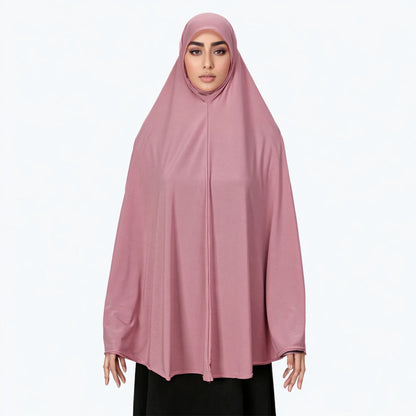 Abaya de prière musulmane pour femme avec hijab long couvrant – Coton doux, couleur unie, spécial Ramadan