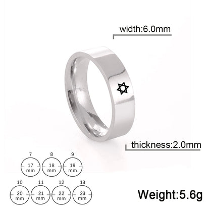 Bague étoile de David à six branches en acier inoxydable – bijou religieux unisexe