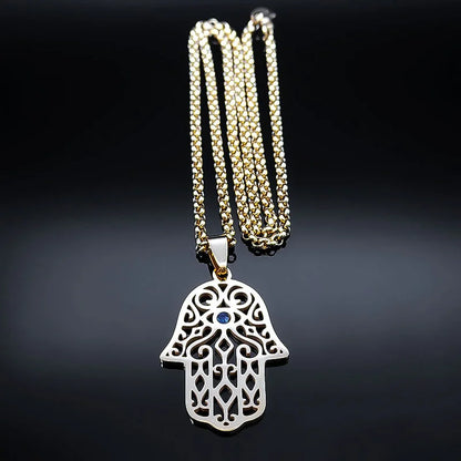 Collar mano de Fatma en acero inoxidable – colgante islámico unisex