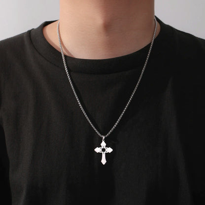 Collier Croix & Étoile de David Messianique en Acier Inoxydable