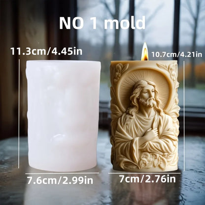 Prayer Jesus Relief Cylinder Moule Bougie Jésus en Silicone – Relief Chrétien – Moule Cylindre Prière pour Cire, Résine & PlâtreCandle Silicone Mold Flower Jesus Statue Relief Resin Mould Jesus Sculpture Concrete Gypsum Molds