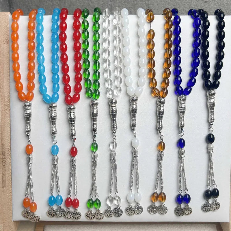 Tasbih Musulman 33 Perles en Verre – Chapelet de Prière Unisexe