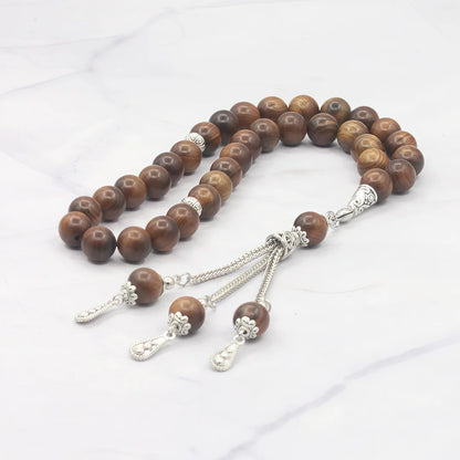 Tasbih musulman 33 perles en bois de rose 10 mm – chapelet islamique pour prière et dhikr