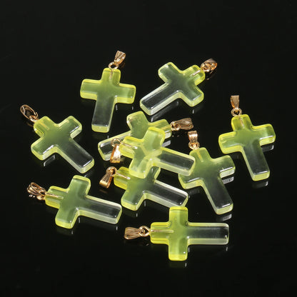 10 Pendentifs Croix en Verre Lampwork – DIY Bijoux