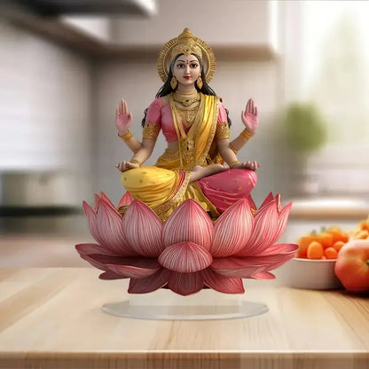 Décoration Lakshmi sur socle – Ornement spirituel hindou en acrylique