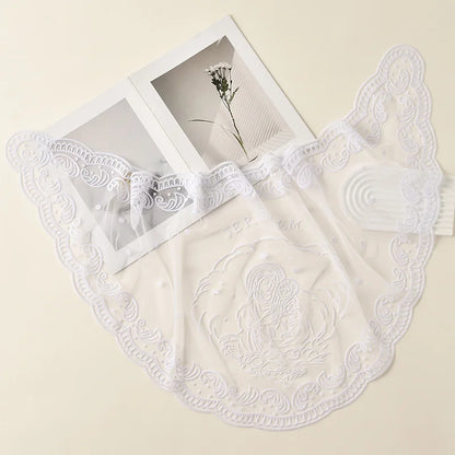 Voile de messe catholique femme en dentelle brodée – foulard Vierge Marie pour prière et église