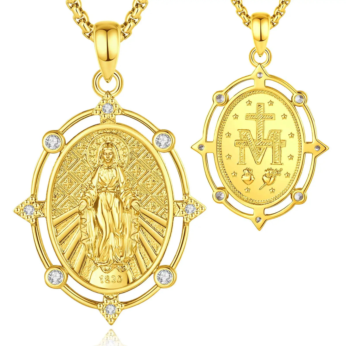 Collier Vierge Marie en Cuivre Plaqué Or 24K – Médaille Chrétienne