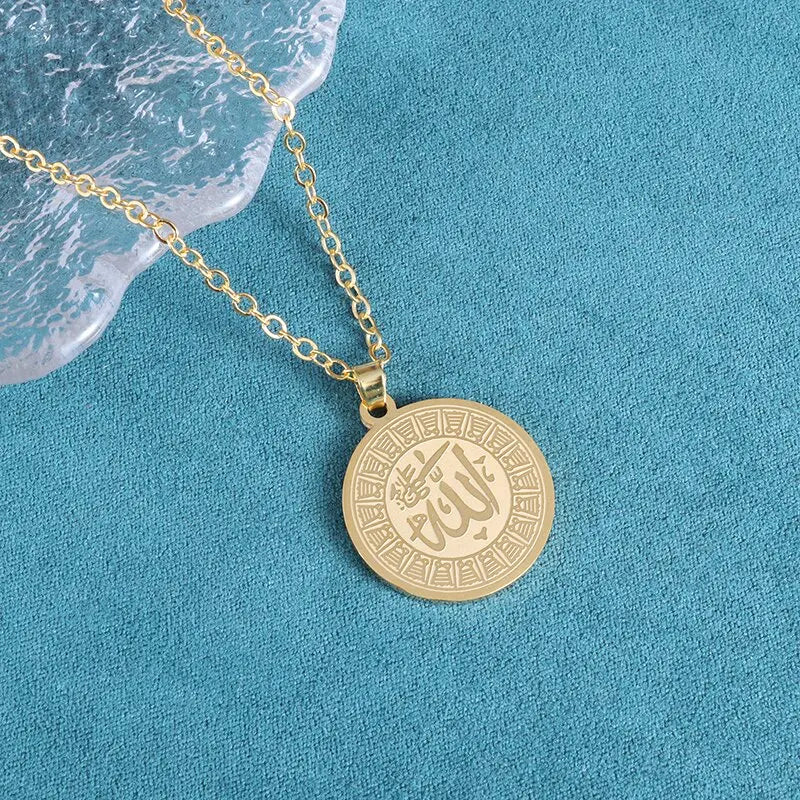 Collier médaille Allah en acier inoxydable – Bijou islamique unisexe