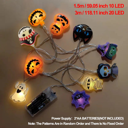 Guirlande Citrouille LED Halloween 🎃 – Décoration Lumineuse avec 10 ou 20 LEDs
