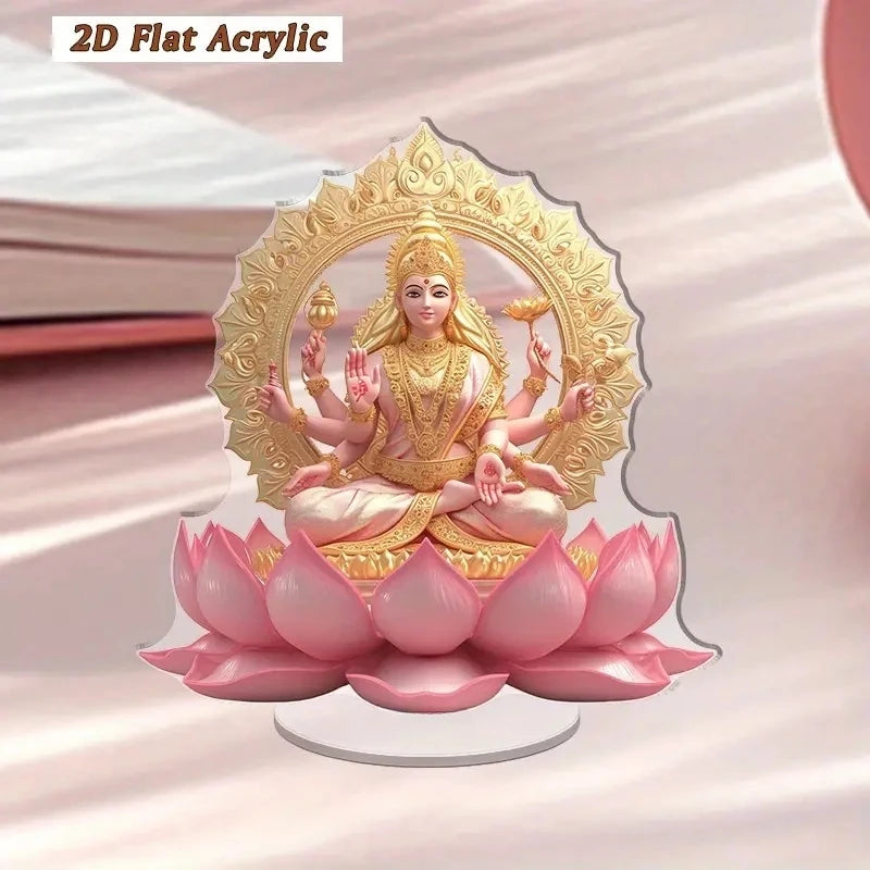 Décoration Lakshmi sur socle – Ornement spirituel hindou en acrylique