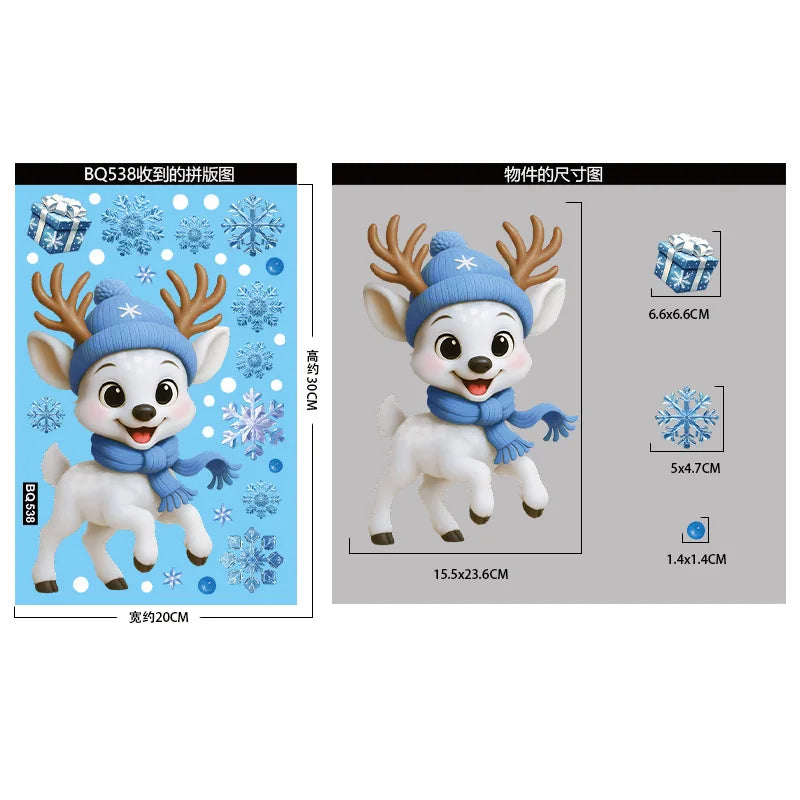 Stickers de Fenêtre Noël – Père Noël, Bonhomme de Neige & Flocons | Décoration Électrostatique Réutilisable