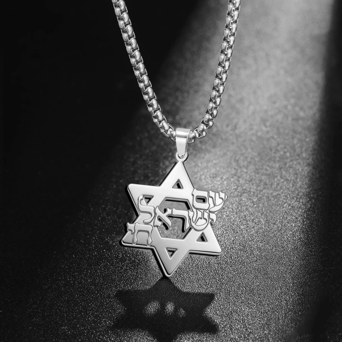 Collier Am Yisrael Chai & Étoile de David en Acier Inoxydable – Unisexe