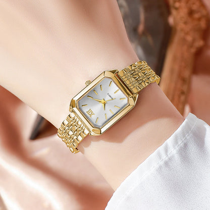 Coffret Montre Femme Rectangulaire 5 Pièces – Montre Quartz & Bijoux