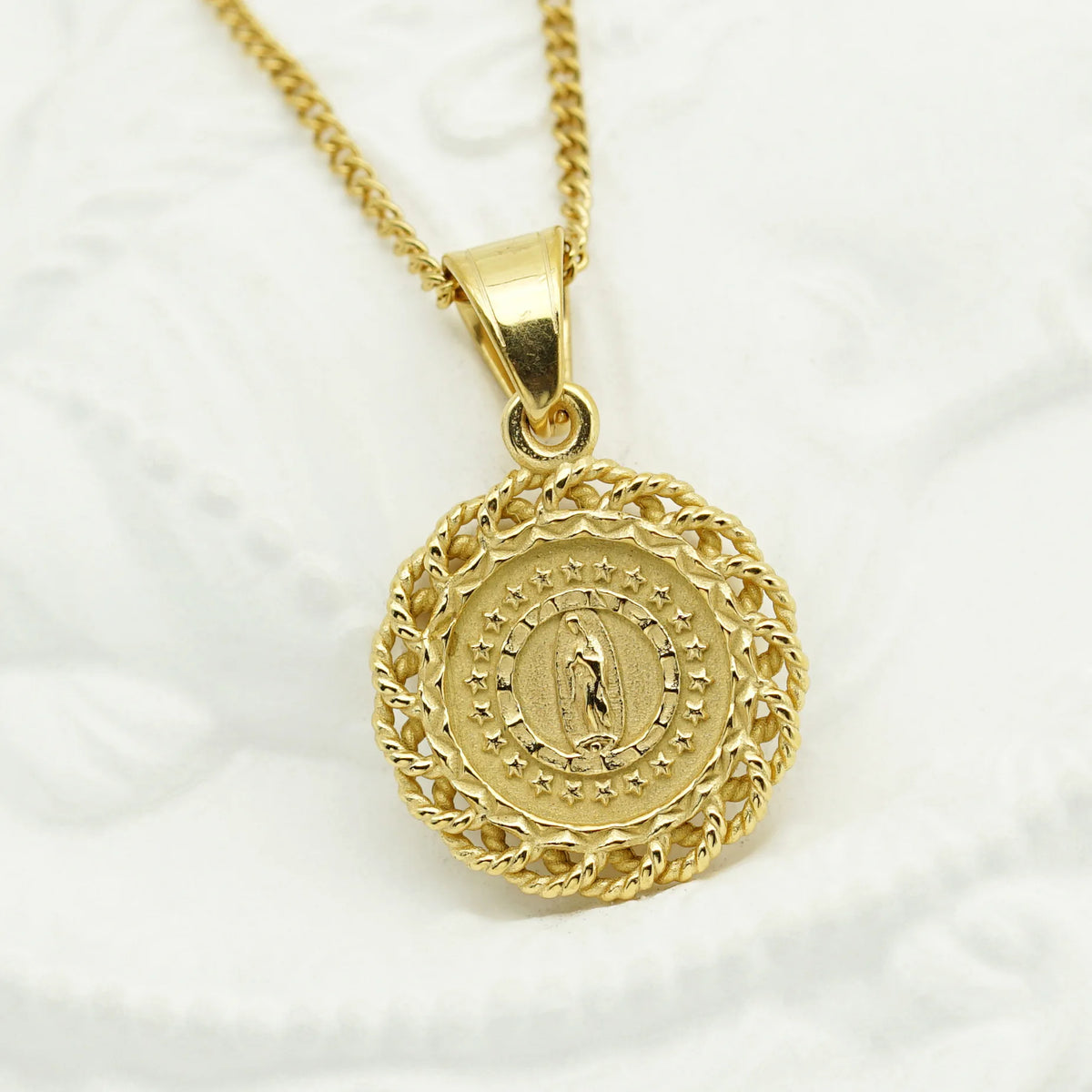 Collier Vierge Marie en Acier Inoxydable 316L – 5 Modèles