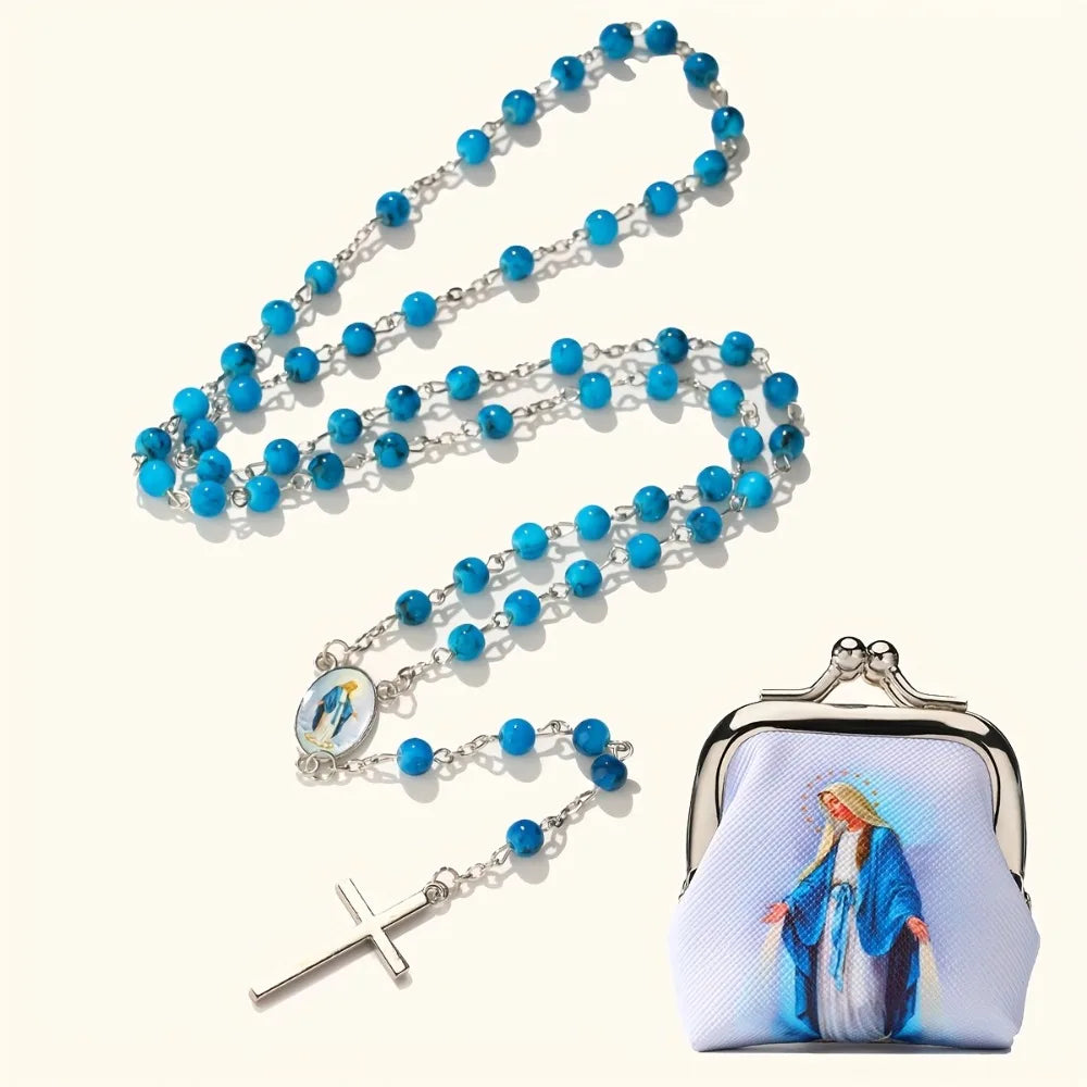 Lot de 1, 5, 10 ou 20 Chapelets Vierge Marie avec Pochette Offerte – Un Cadeau de Foi à Offrir ou à Garder Près du Cœur 💙