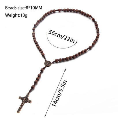 Chapelet en Bois Fait Main – Collier Croix Chrétienne Unisexe | Bijou Religieux et Prière