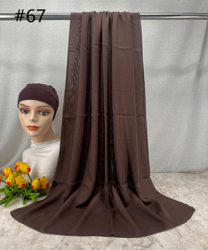 Hijab Modal avec Sous-Bonnet Intégré – 66 Couleurs | Respirant & Couvrant