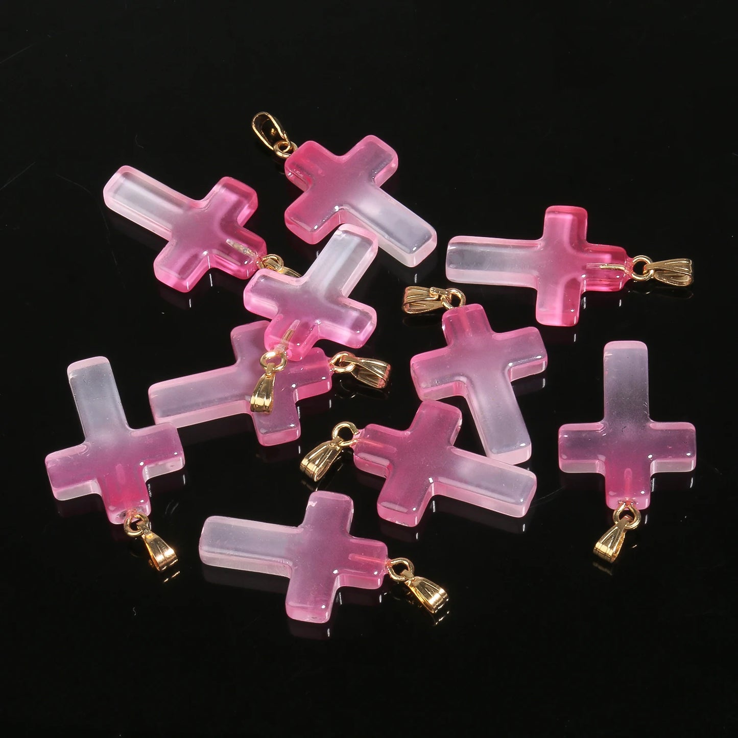 10 Pendentifs Croix en Verre Lampwork – DIY Bijoux