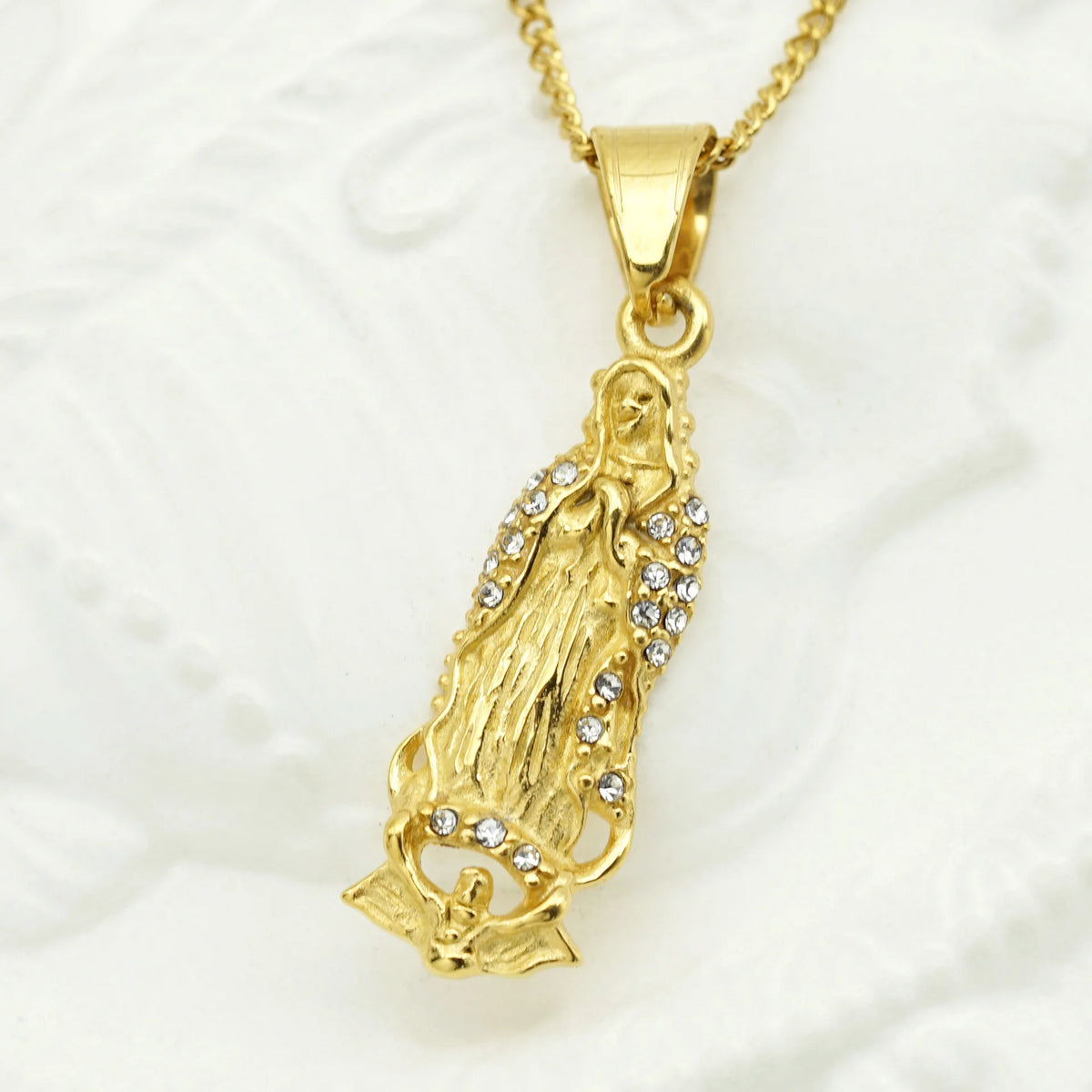 Collier Vierge Marie en Acier Inoxydable 316L – 5 Modèles