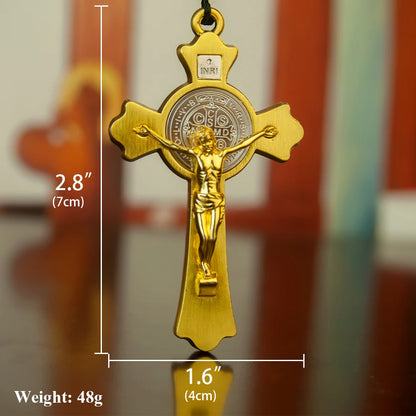 Collier croix orthodoxe avec perles en bois – bijou religieux